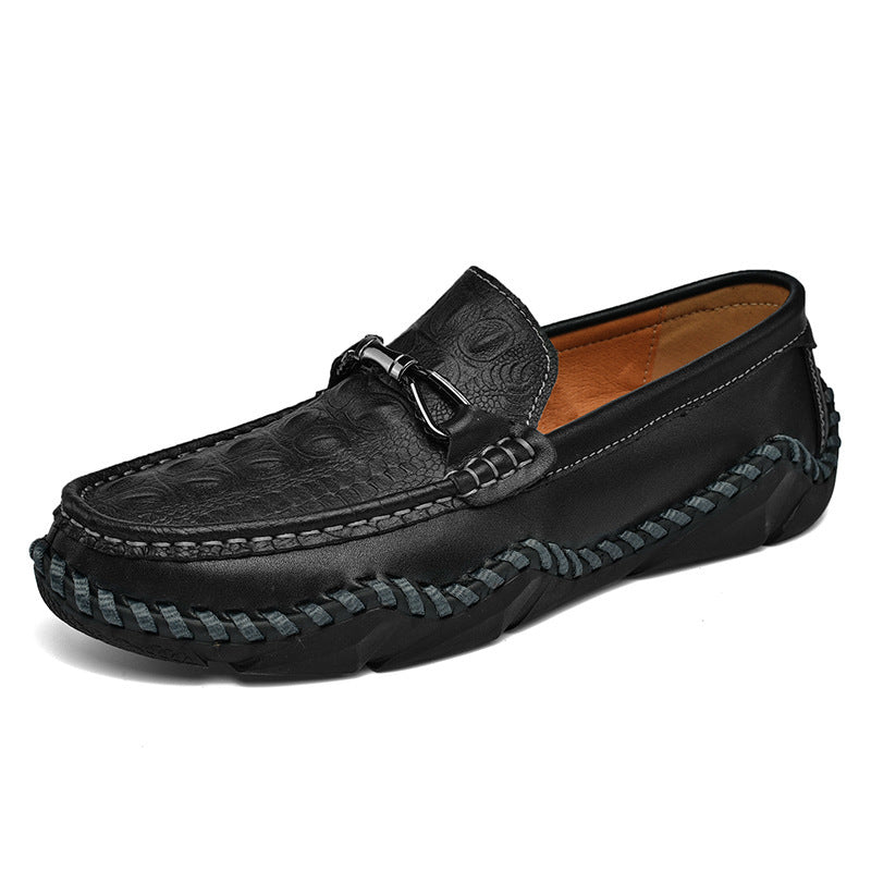 Driving Trendy Beanie Shoes Men's Cross-border Plus Size Loafers 22085 Black - D&A