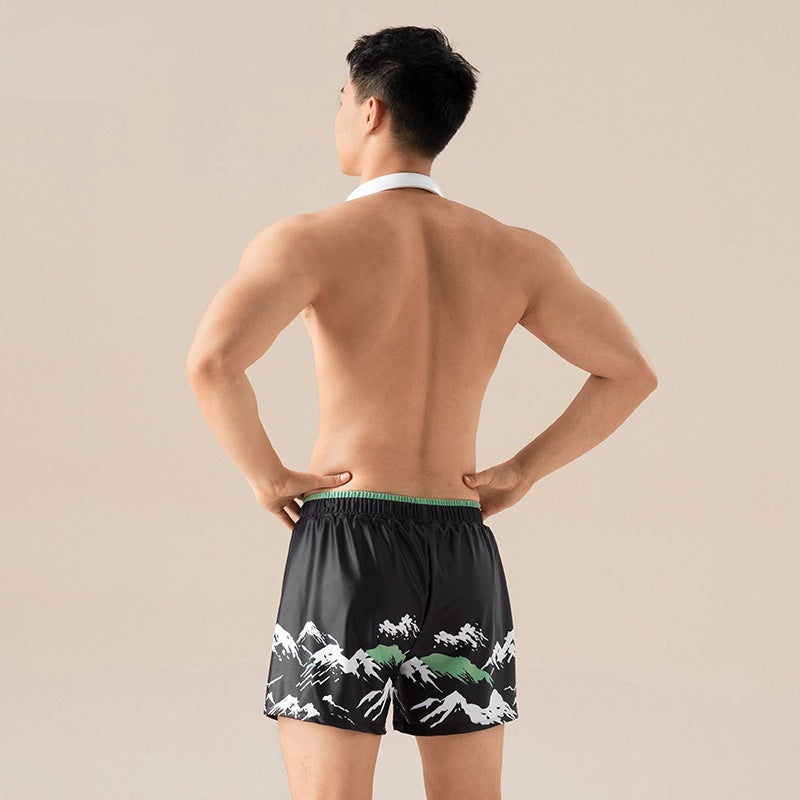 Men's Water-absorbing Quick-drying Simple Printed Swimming Trunks - D&A
