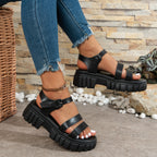 Open Toe Comfortable Muffin Bottom Ankle-strap Buckle Sandals - D&A