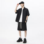 Men's Loose Shorts Casual Shirt Hemp Light Breathable Non-stick Two-piece Set - D&A
