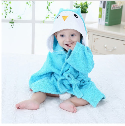 Children's Hooded Absorbent Animal-shaped Bathrobe Penguin S - D&A