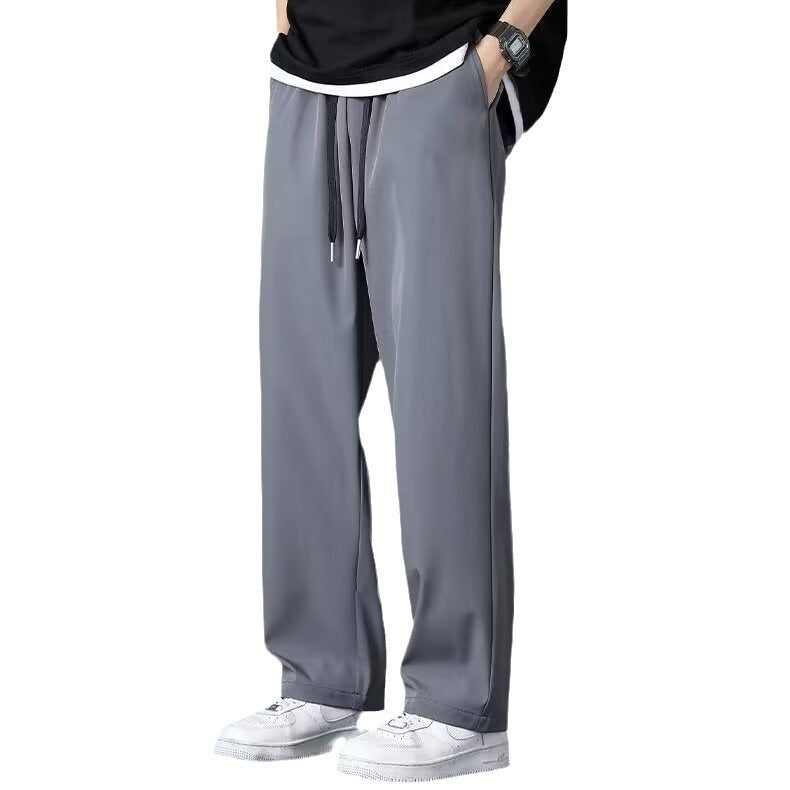 Ice Silk Men's Summer Thin High Street Drooping Straight Wide Leg Pants - D&A
