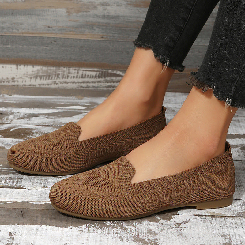 Fly Woven Mesh Low-cut Slip-on Lazy Flat Women's Casual Shoes - D&A