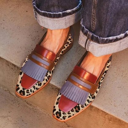 Spring New Square Toe Large Size Tassel Slip-on Shoes - D&A