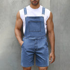 Light Luxury Denim Shorts Men's Denim Brace Dark Blue - D&A