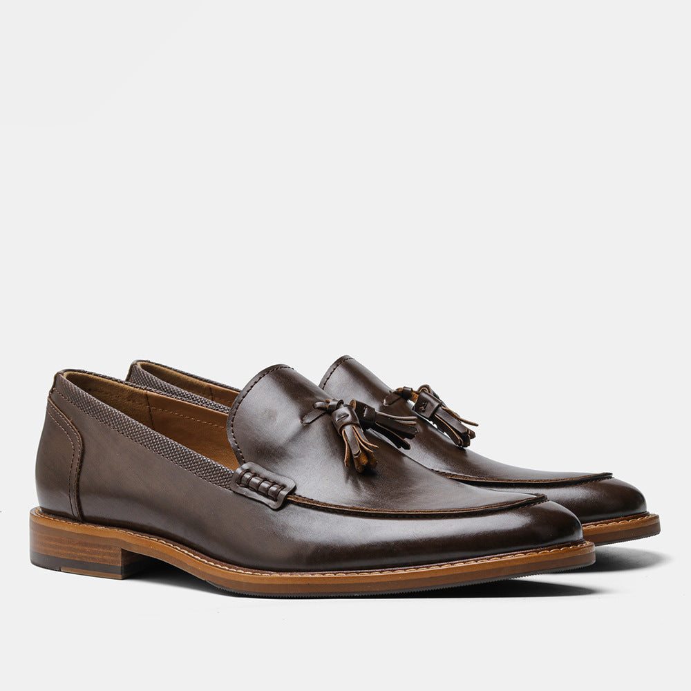 American Size Wood Grain Tassel Foreign Trade Formal Shoes Loafers Slip-on - D&A