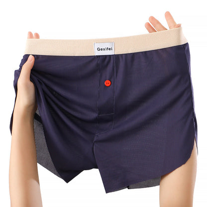 Men's Loose Breathable Comfort Ice Silk Underwear Sapphire Blue - D&A