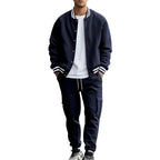 Stand Collar Baseball Uniform Trousers Fleece-lined Casual Coat Sports Suit - D&A