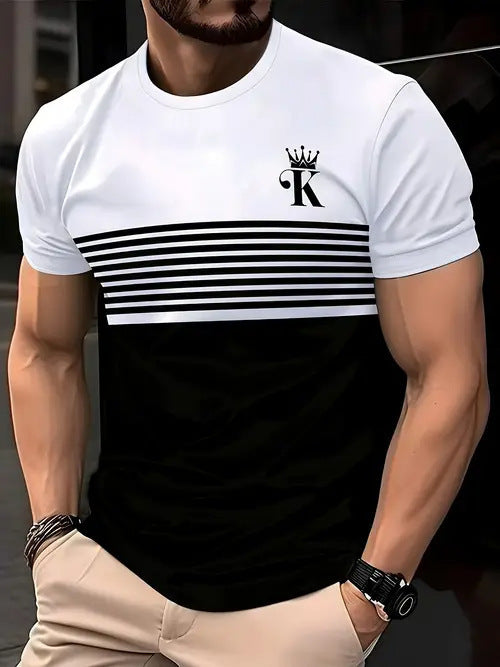 New Fashion Casual High Quality Contrast Color Men's Short Sleeve T-shirt - D&A
