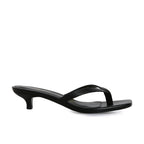 Women's Square Toe Leather Flip-flops Black 4cm - D&A