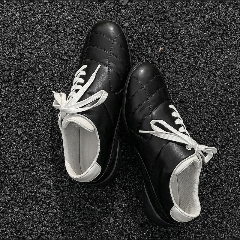 Oblique Lace-up Flat Retro Sports Casual Shoes - D&A