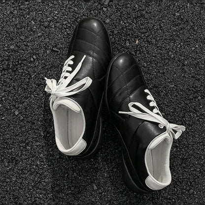 Oblique Lace-up Flat Retro Sports Casual Shoes - D&A
