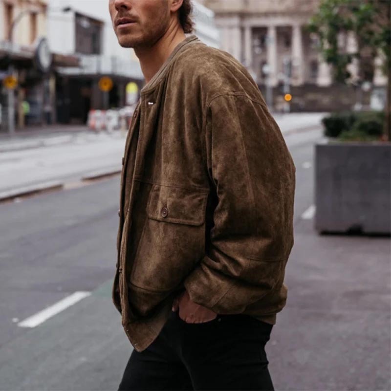 Maillard Suede Coat Men's Solid Color Casual Men's Jackets - D&A