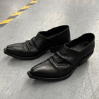 Black Retro Unisex Small Leather Shoes With Height Increase - D&A