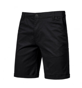 Outdoor Casual Straight-leg Slim Cropped Pants Plus Size Pure Color Cotton Camping Shorts Black - D&A