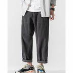 Loose Straight Tapered Pants Sports Wide Legs Dark Gray - D&A