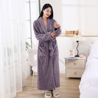 Nightgown Unisex Thickened Long-sleeved Pajamas Purple - D&A