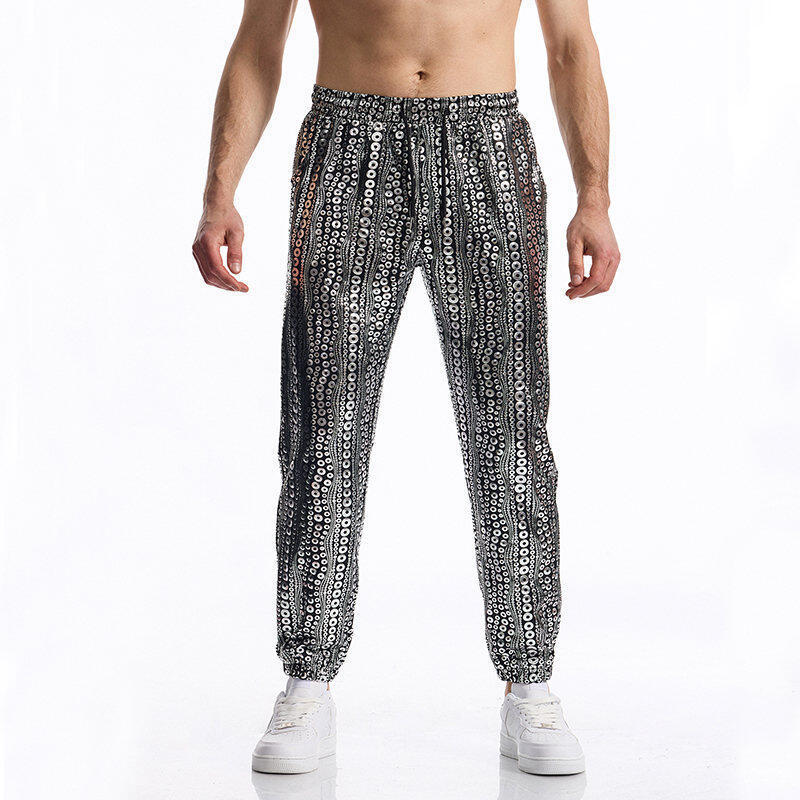 Men's New Round Wave Bronzing Hip Hop Glossy Casual Pants Men - D&A