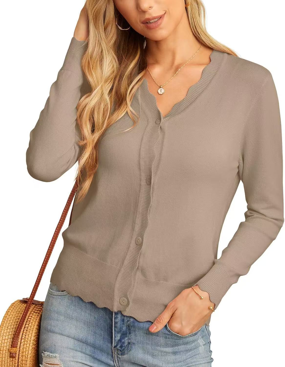 Fashion Short Knitted Cardigan Coat Brown - D&A