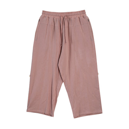 Cotton And Linen Casual Eighth Pants Leather Red - D&A