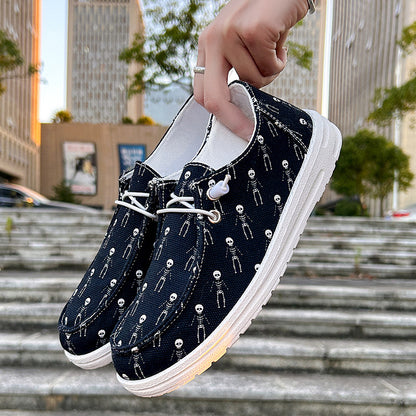 Women's Canvas Casual Plus Size Halloween Versatile Soft Sole Shoes Black - D&A