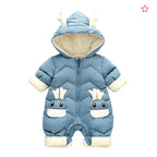 Baby Winter Snowsuit Plus Velvet Thick Baby Boys Jumpsuit 0-3 Years Newborn Romper Girl Clothes Overalls Toddler Coat Blue - D&A