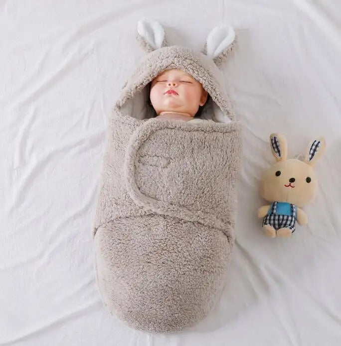 Super Soft Baby Sleeping Bag Fluffy Fleece Newborn Blanket Swaddle Blankets, Unisex Baby Wrap For Newborn Baby Boys Girls With Head-Protecting & Head-Supporting Function, Wearable Swaddle Sleep Sack - D&A