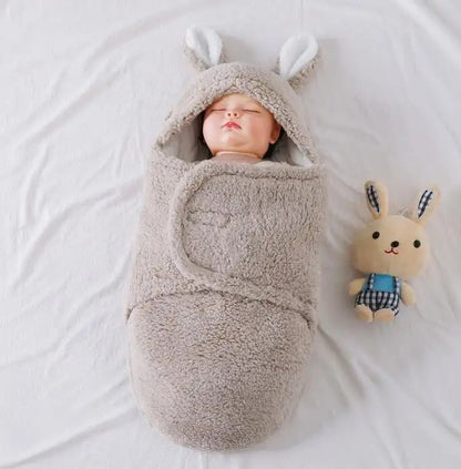 Super Soft Baby Sleeping Bag Fluffy Fleece Newborn Blanket Swaddle Blankets, Unisex Baby Wrap For Newborn Baby Boys Girls With Head-Protecting & Head-Supporting Function, Wearable Swaddle Sleep Sack - D&A