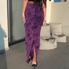 Hot Girl Autumn Women Clothing Knitted Street Sexy Flocking Flower Sheath Skirt For Women - D&A