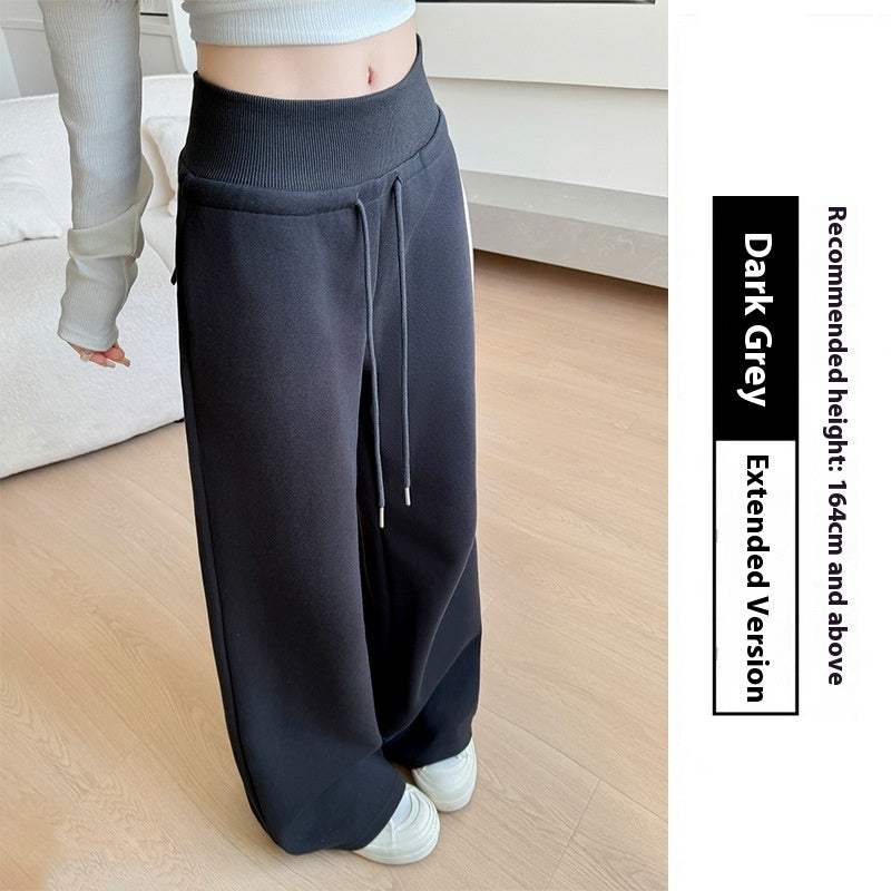 Loose Drooping Straight-leg Pants Sweatpants High Waist Slimming American Wide Leg Pants Lengthened Dark Gray - D&A