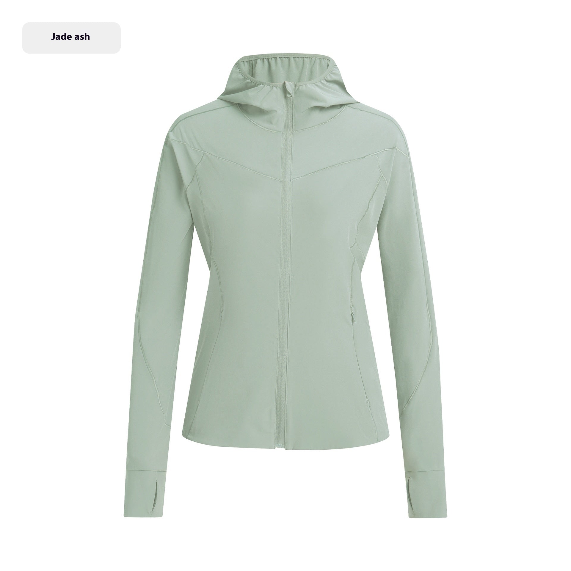 Hooded Stand Collar Sun Protection Quick-drying Coat Jade Gray - D&A