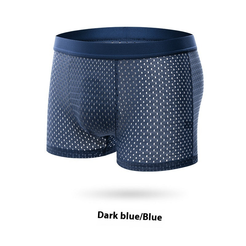 Ice Silk Mesh Men's Underwear Dark Blue - D&A