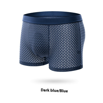 Ice Silk Mesh Men's Underwear Dark Blue - D&A