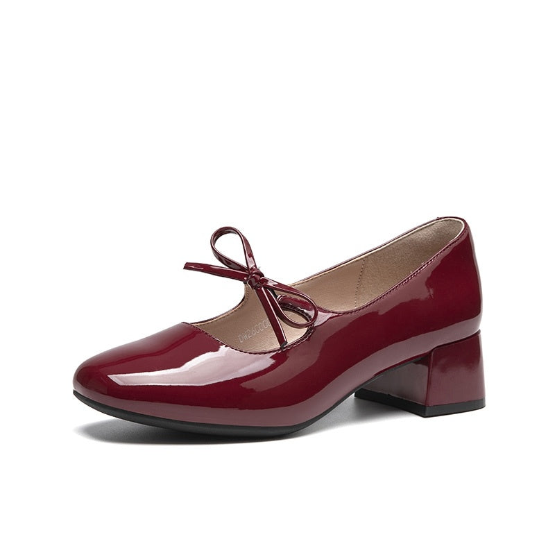 Comfortable Soft Soled Bow Mary Jane Shoes Red - D&A