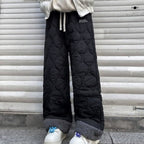 Winter Cotton-padded Waterproof Patchwork Lambskin Cotton Pants Black - D&A