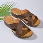 Women's Cross Wedge Platform Beach Casual Sandals - D&A