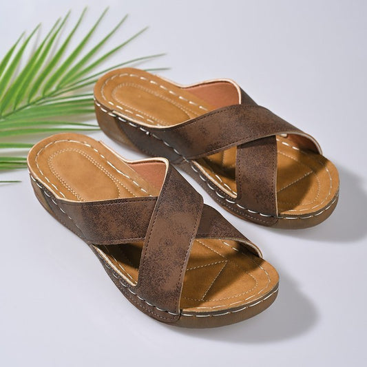 Women's Cross Wedge Platform Beach Casual Sandals - D&A
