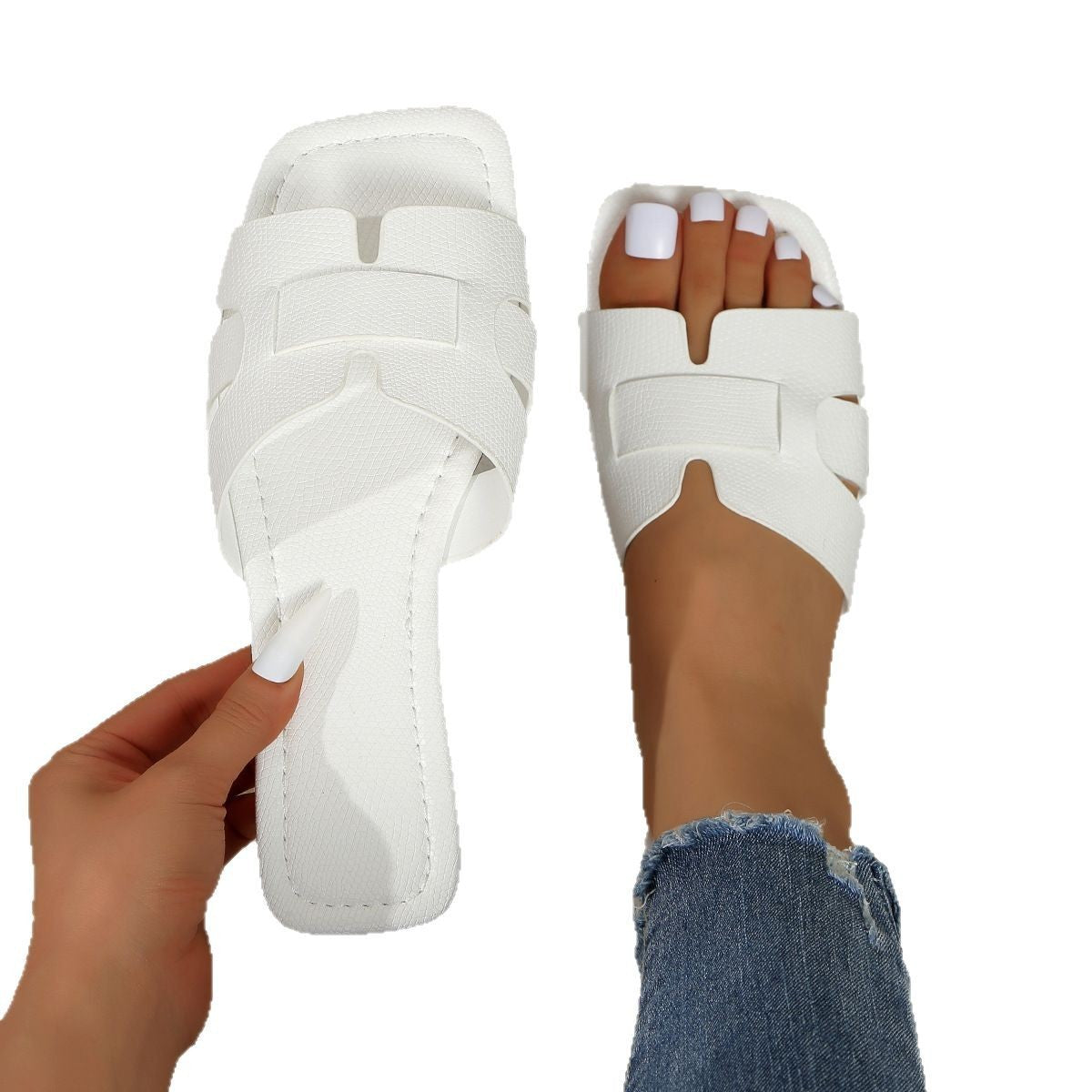 Solid Color Lightweight Flat Slippers Women's Outdoor Beach Sandals - D&A