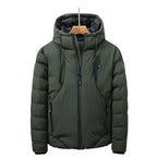 New Men Women Cotton Coat USB Smart Electric Heated Jackets Winter Thicken Down Hooded Outdoor Hiking Ski Clothing 7XL Army Green - D&A