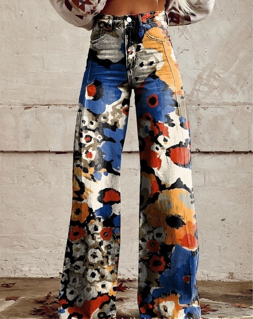 Hot Selling Plus Size Women's Casual Pants Thin Imitation Jeans E - D&A