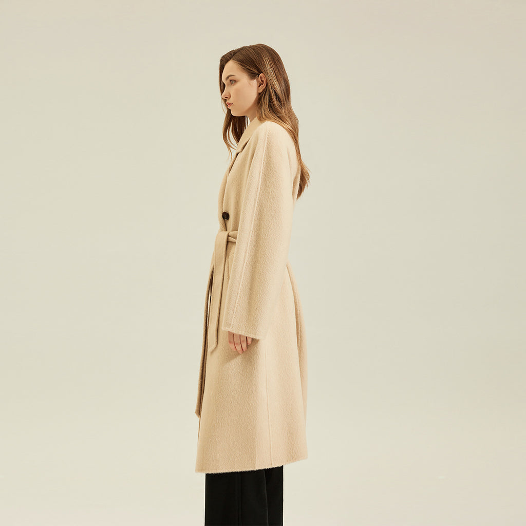 Women's Camel Coat Reversible Woolen Jacket - D&A