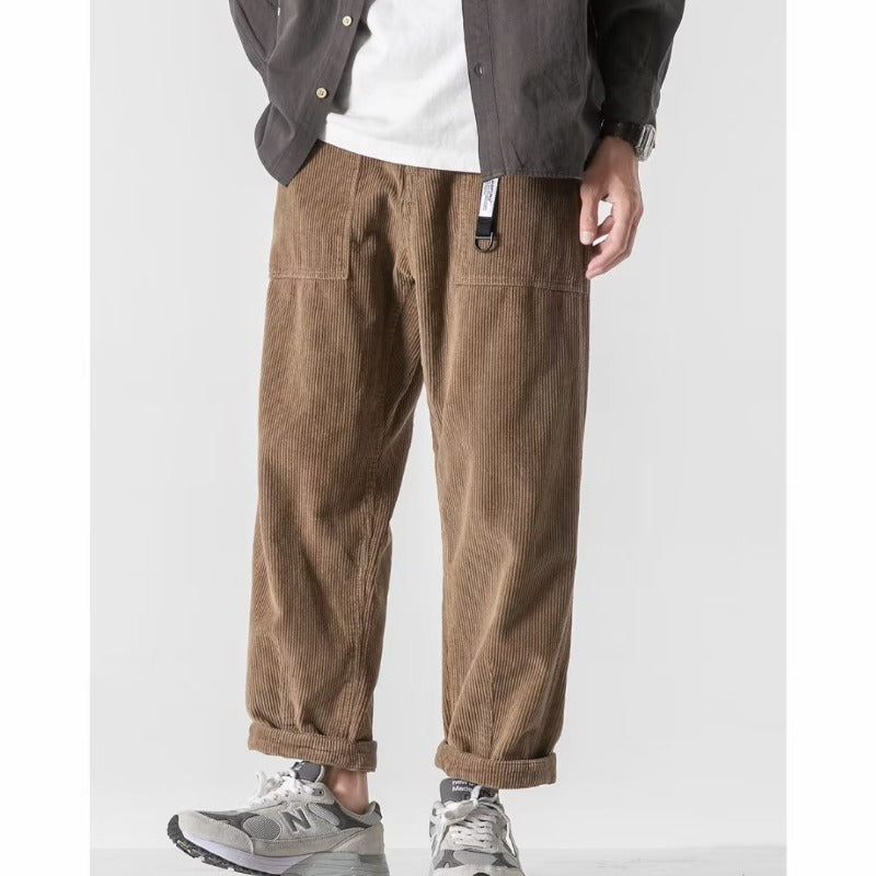 Loose Straight Tapered Pants Sports Wide Legs Khaki - D&A