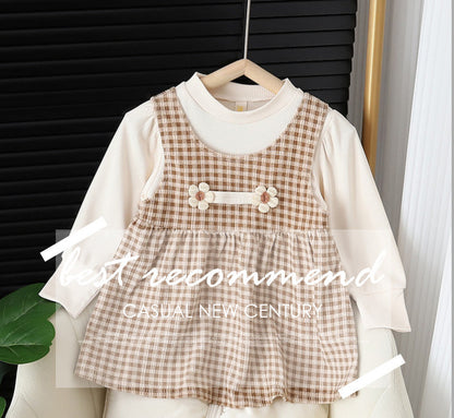 Baby Girl Round-neck Long-sleeved Dress Suit - D&A