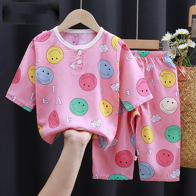 Summer Clothes Cotton Silk Air-conditioning Clothes Baby Clothes Smiley - D&A