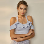 Ruffled sports bra Blue - D&A