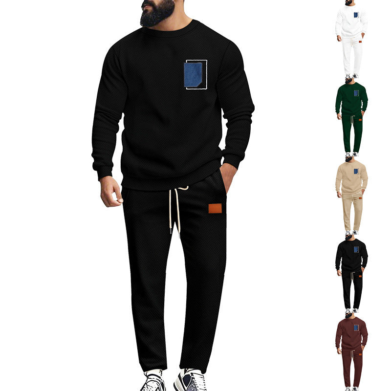Men's Sport Suit Color Matching Sweater Two-piece Casual Fashion - D&A