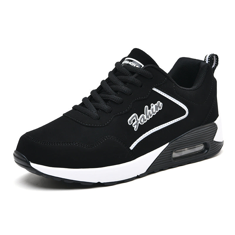 Spring Leather Plus Size Air Cushion Sports Shoes Wo 1909 Black And White - D&A