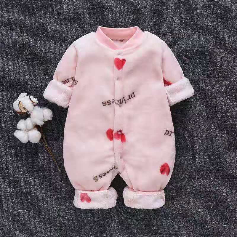 Baby onesies Baby Long Sleeve Romper Peach heart pink - D&A