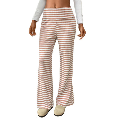 Women's Casual Y2g Straight Striped Home Trousers Light Pink - D&A