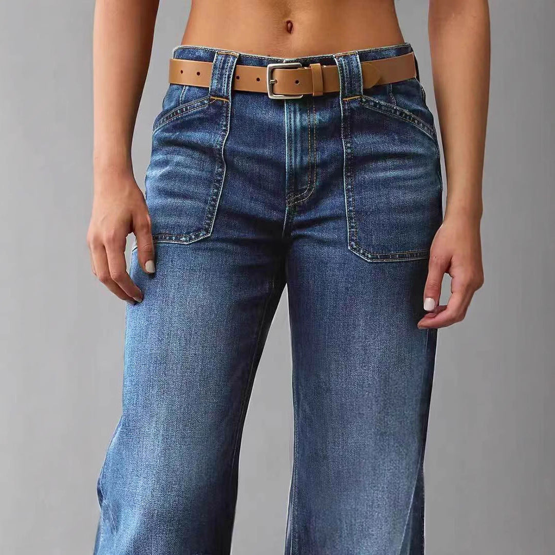 Retro High Waist Straight Loose Slimming And All-matching Jeans - D&A